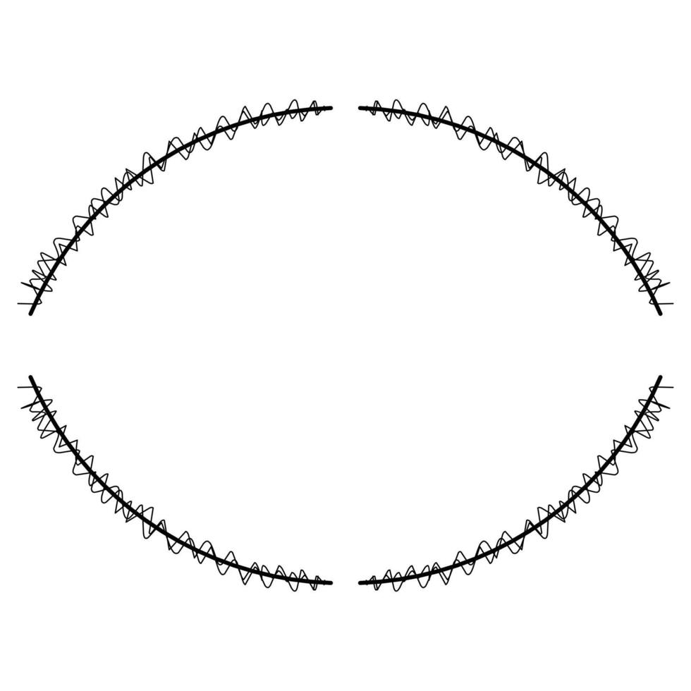 Beautiful wreath with twigs. Elegant border design, decoration element. Floral frame with linear leaves in a circle. Illustration, doodle style vector