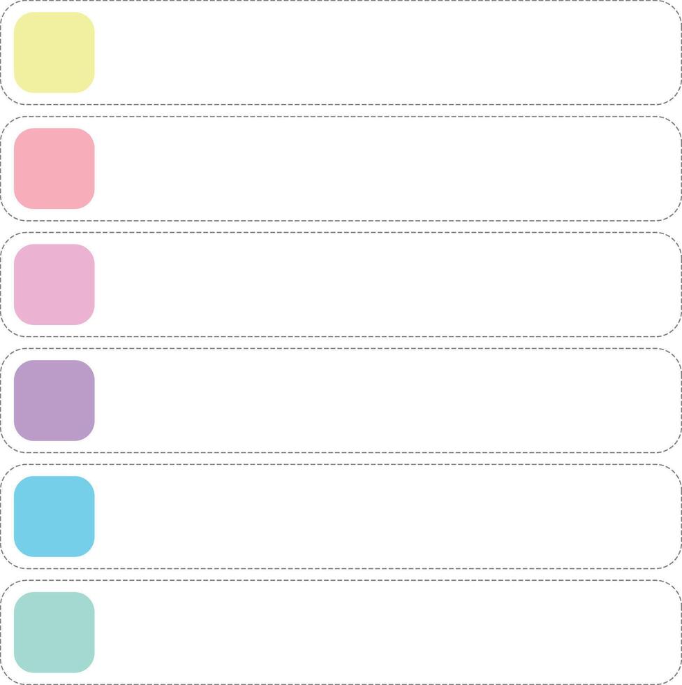 art list with square element and dashed line vector