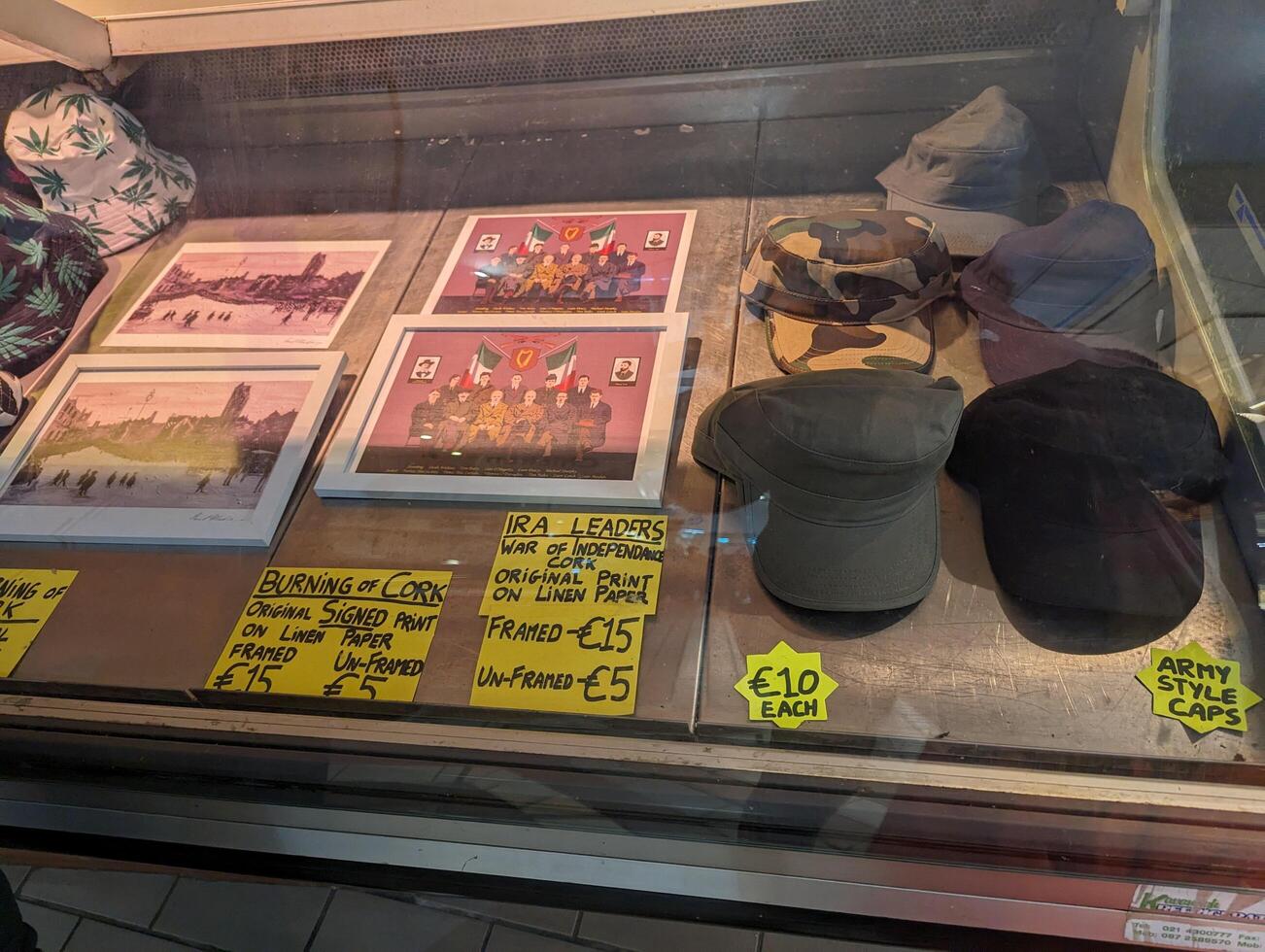 A caps' stall in a butcher's setup, Cork, County Cork, Ireland on 16-09-2023 photo