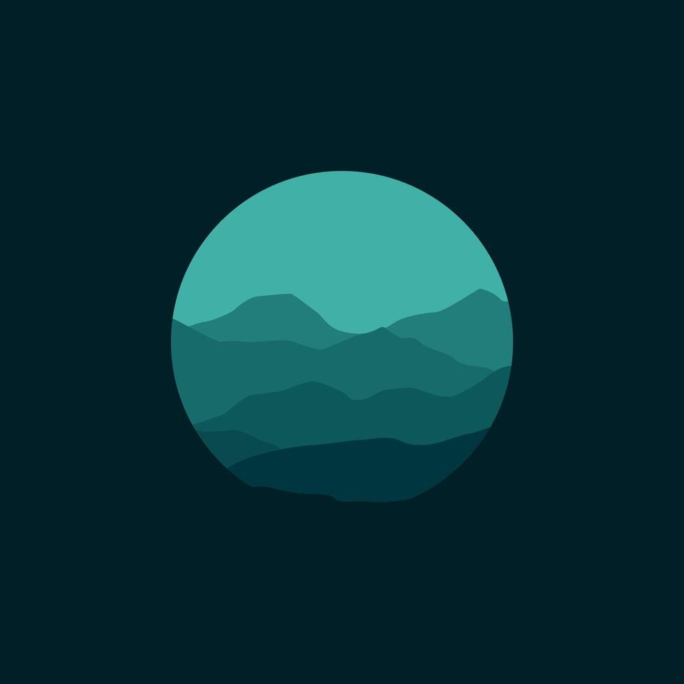 Nature landscape panorama illustration in circle. vector
