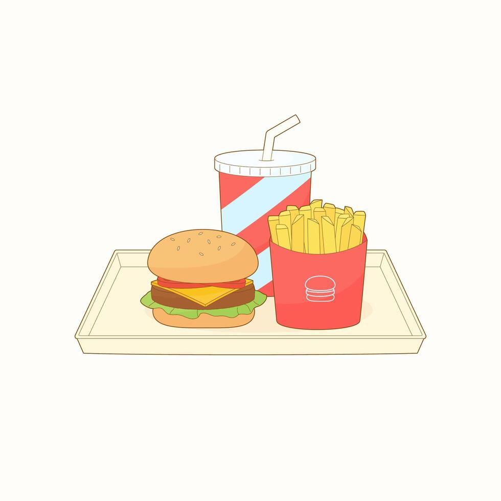 combo hamburger set vector