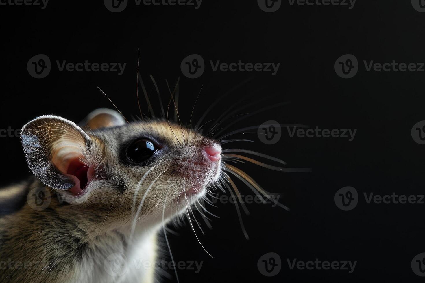 A close up of a small mouse with big eyes photo