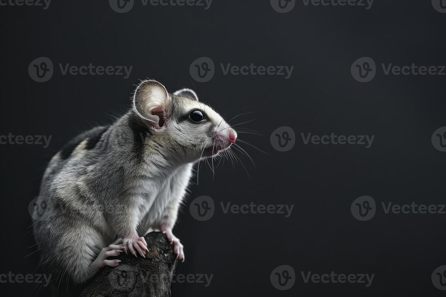 A small mouse is sitting on a branch photo