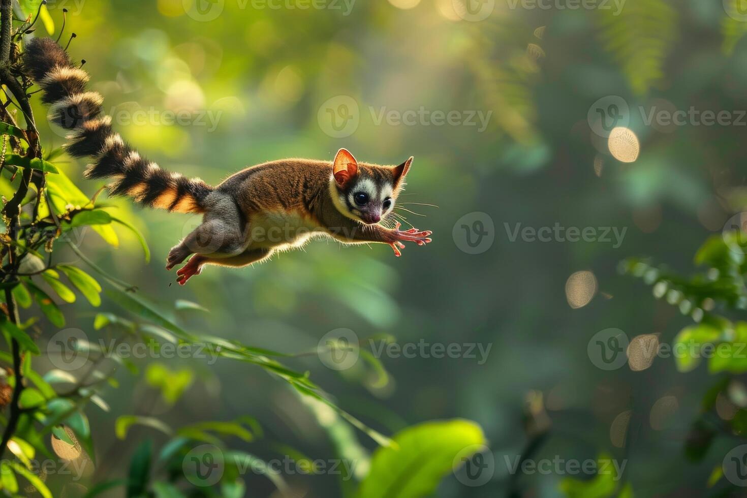 A small animal is flying through the air photo