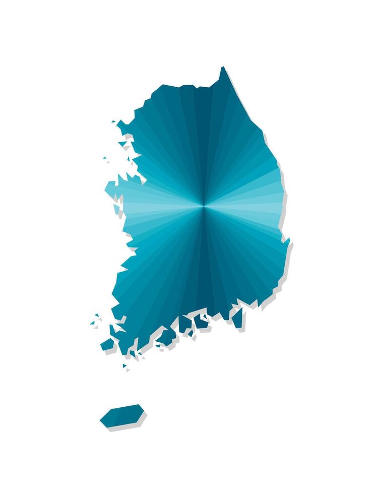 isolated illustration icon with simplified blue silhouette of South Korea map. Polygonal geometric style. White background. vector