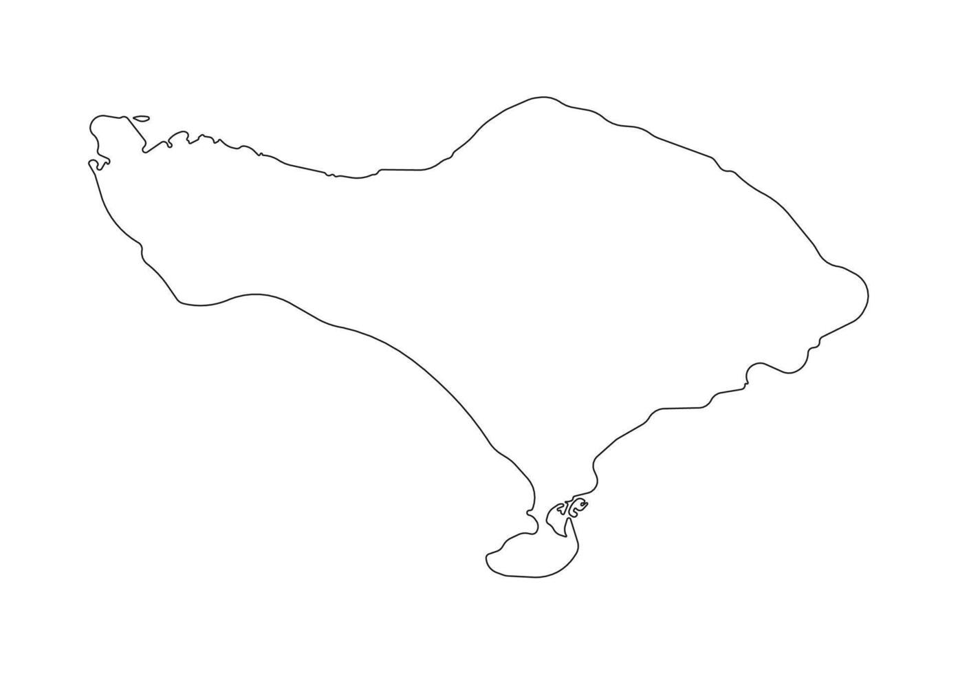 isolated simplified illustration icon with black outline silhouette of Bali, Indonesia island, map. White background vector
