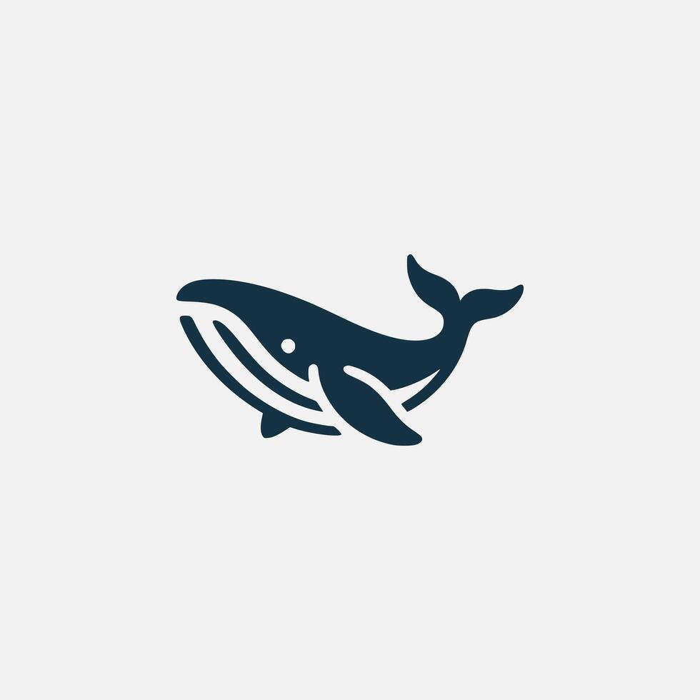 silhouette whale logo design template vector