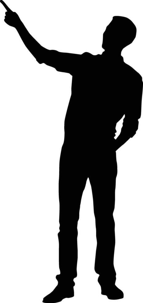 Businessman pointing silhouette full body vector