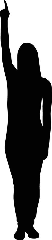 Illustration of woman pointing silhouette vector