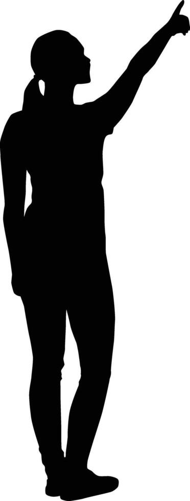 Pointing pose of girl silhouette illustration vector