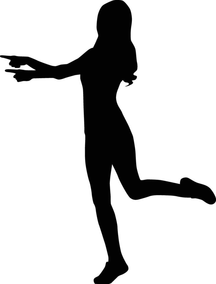 Girl pointing pose silhouette illustration vector