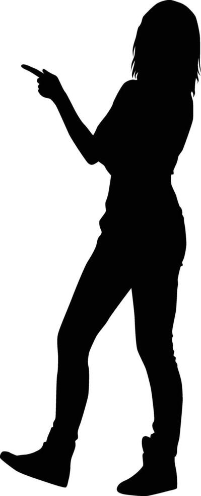 Woman pointing pose silhouette vector