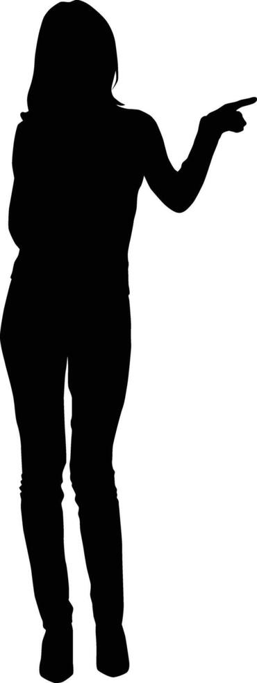 Lady pointing to right silhouette vector