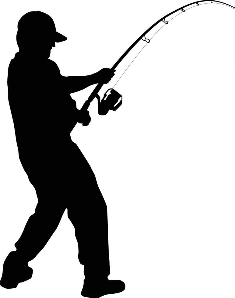 Man fish on pose silhouette illustration vector