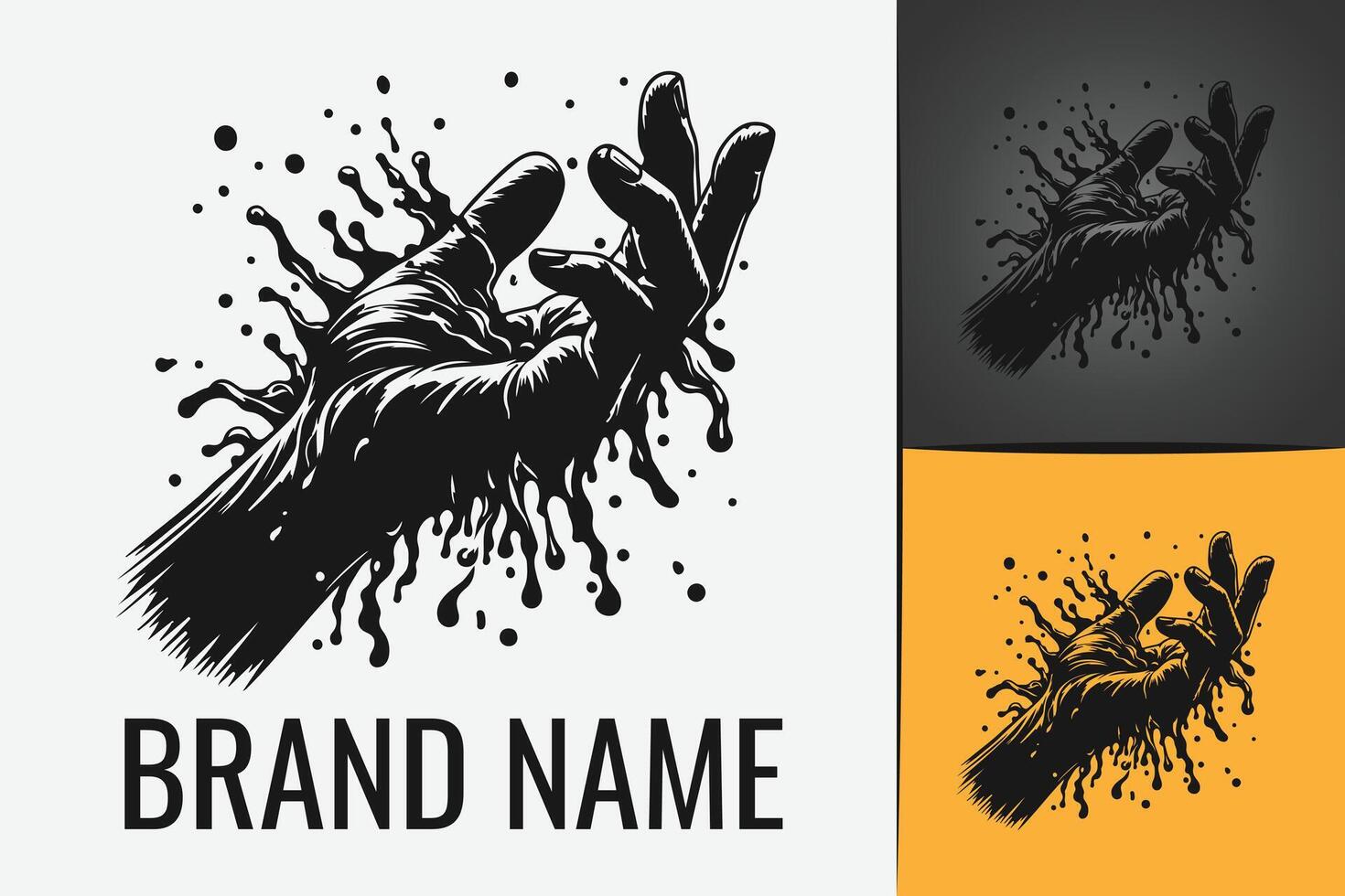 Hand Splash Blob. Splashes by arm logo waterdrop. Liquid splash logotype. Water drop logo hand vector