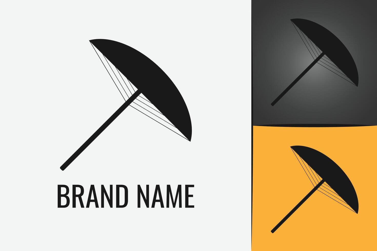 Black umbrella logo. Weather protection parasol logotype. Rain or sun Umbrella logo vector