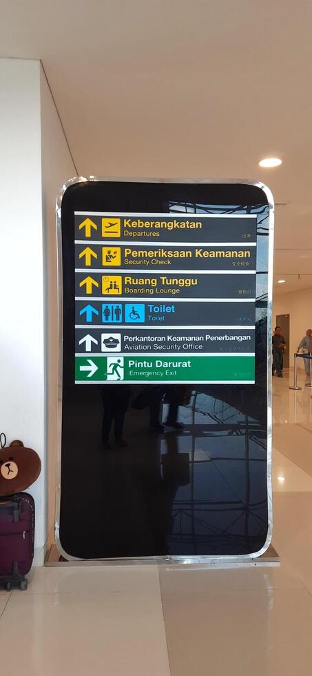 Atmosphere and view of passengers activity at Sultan Hasanuddin International airport terminal. Makassar, South Sulawesi, Indonesia - September 7 2024 photo