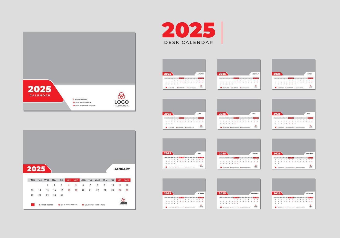 Elegant 2025 Desk Calendar Design Your Year vector