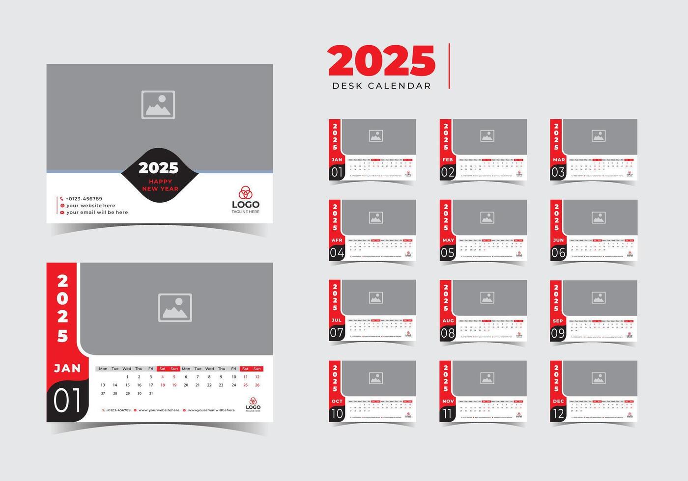 Focus and Thrive 2025 Desk Calendar Design vector
