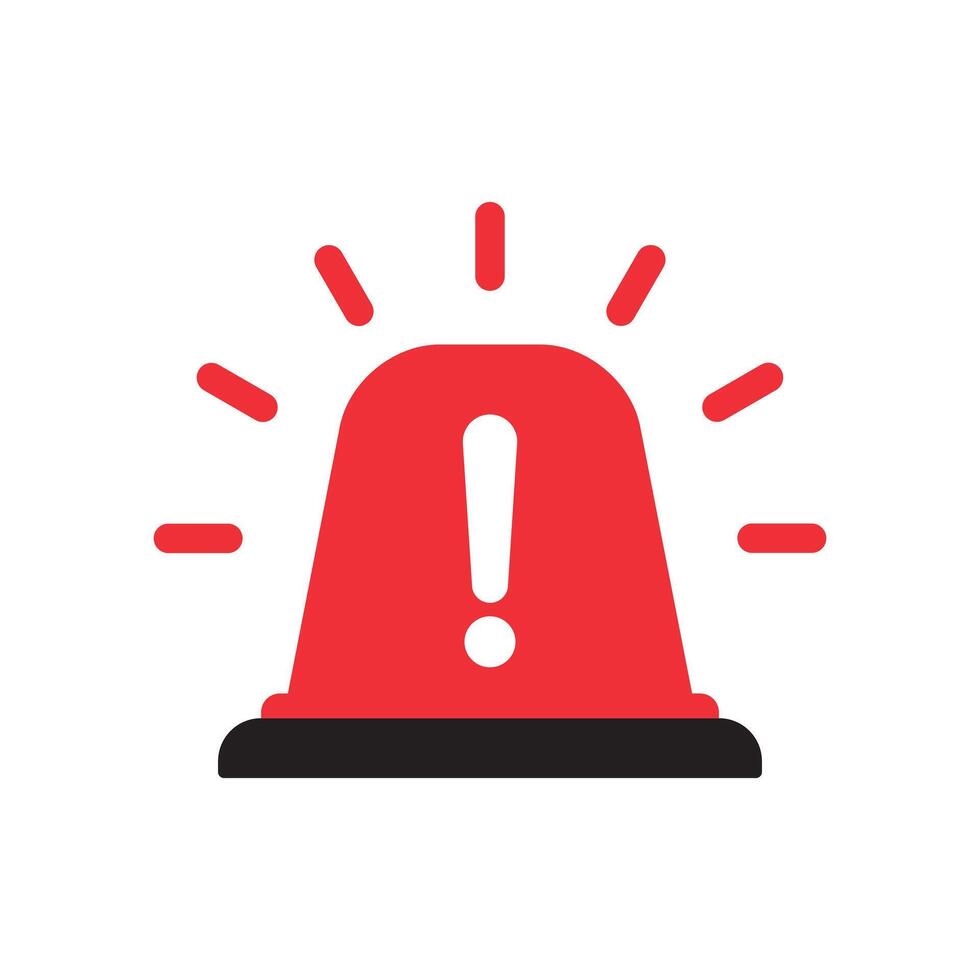 Warning light icon in flat style. Exclamation mark sign on siren lamp vector