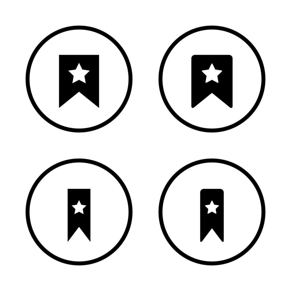 Bookmark favorite icon set on circle line. Page mark with star concept vector