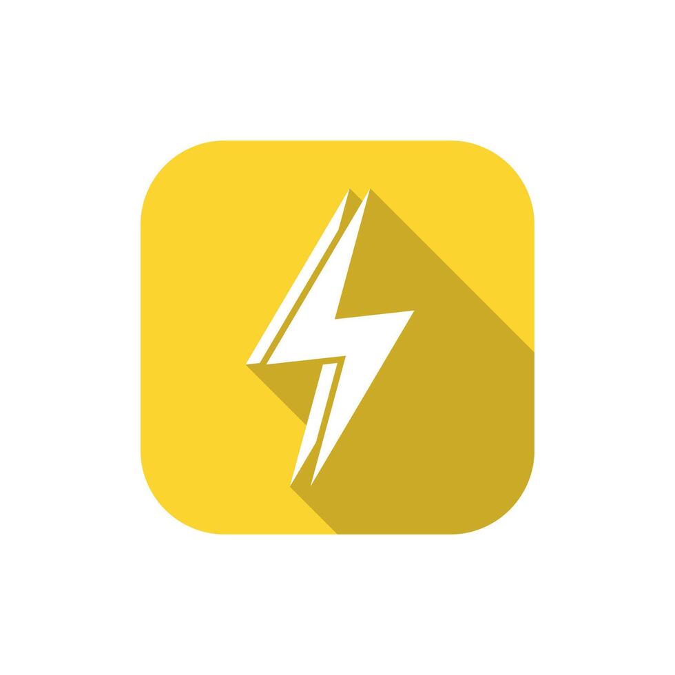 Double lightning icon on square background. Thunder bolt with long shadow vector