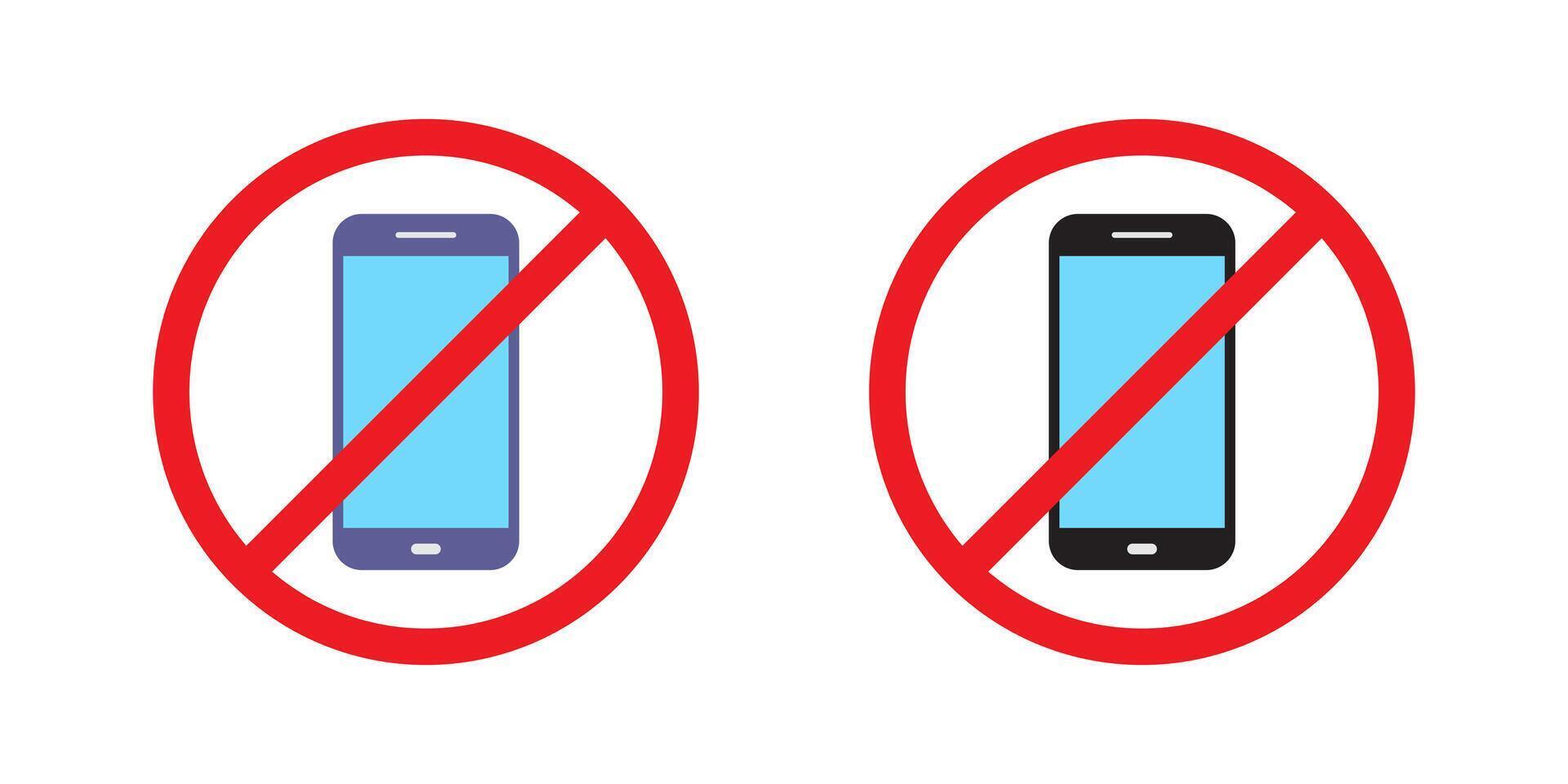 No mobile phone icon in flat style. Cellphone ban concept. Smartphone forbidden sign vector