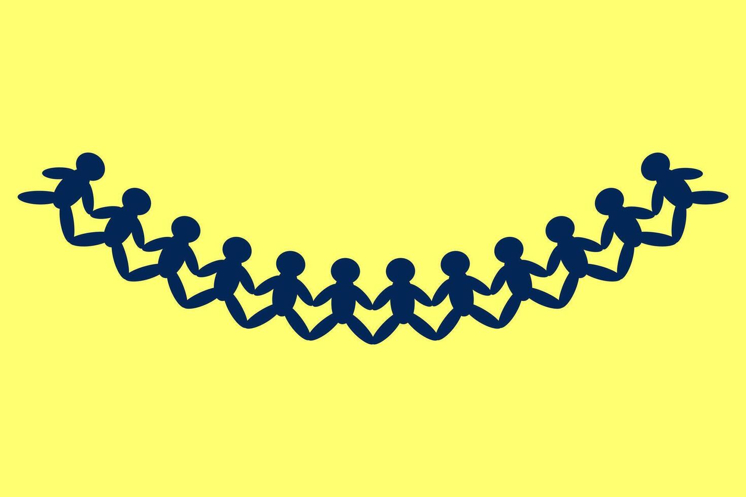 Illustration of a paper cutout human chain, perfect for back to school themes, teamwork, collaboration, and educational projects. vector