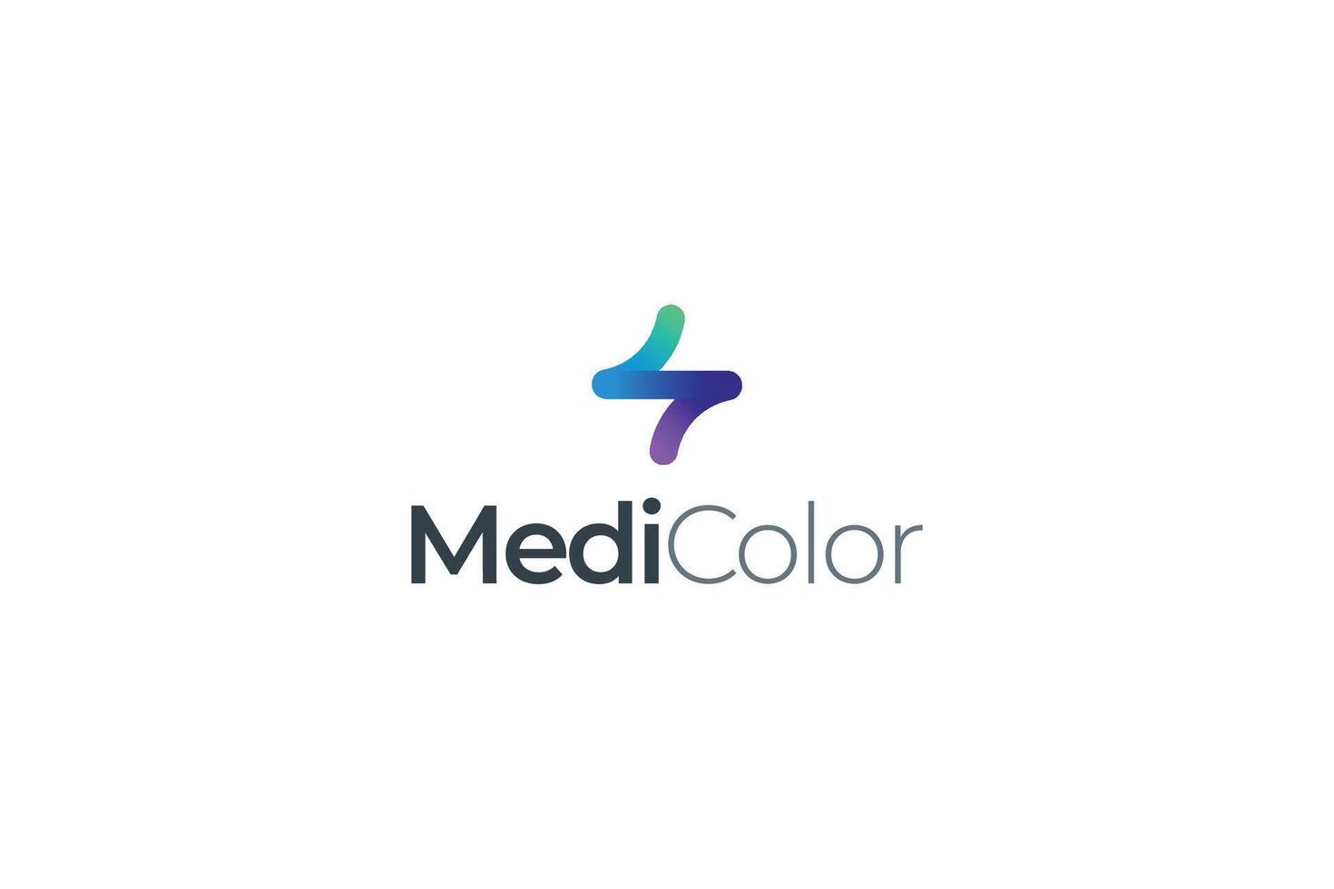 Medical cross modern line art colorful logo vector