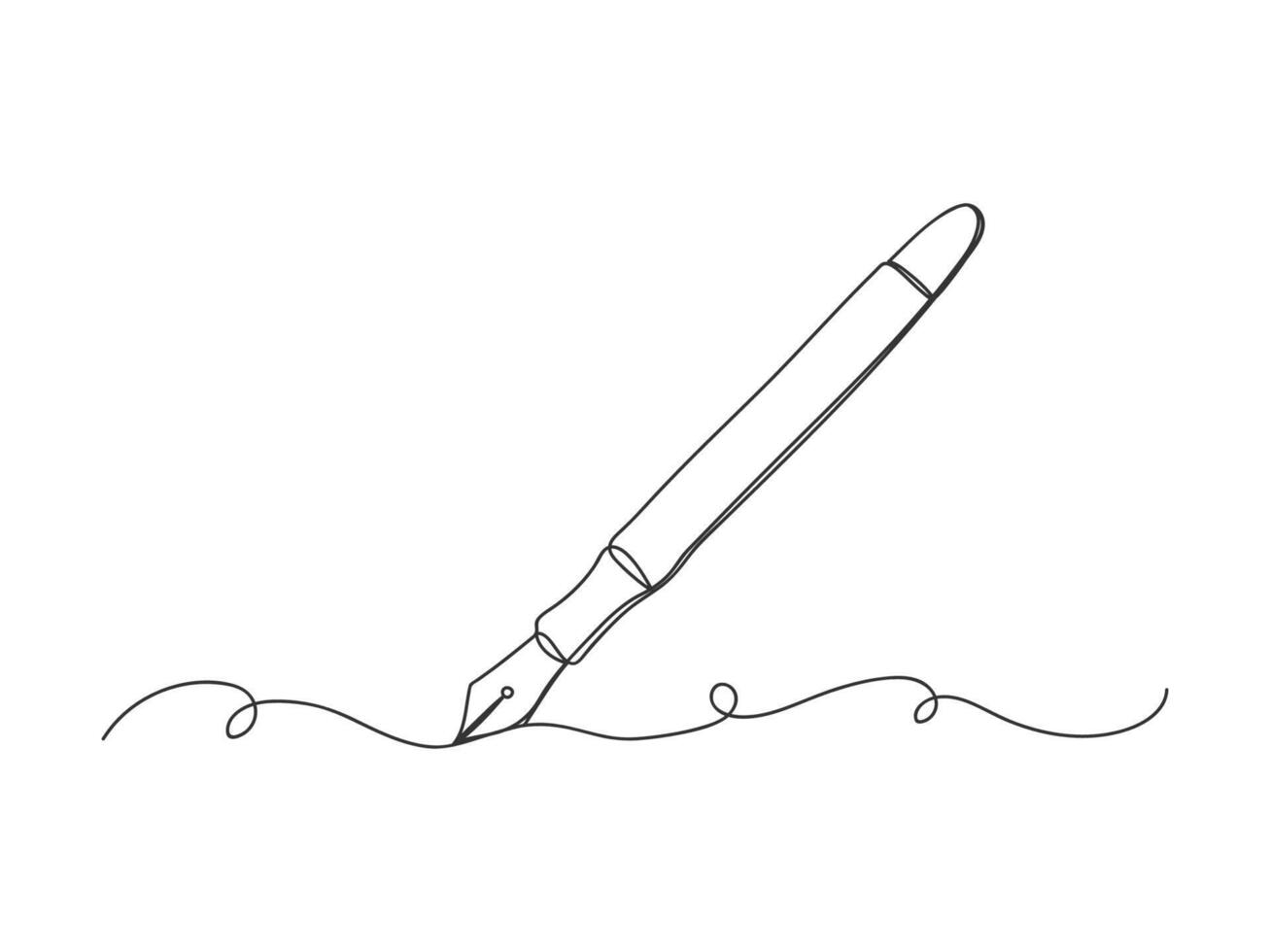 Outline continuous line art fountain pen icon isolated illustration. vector