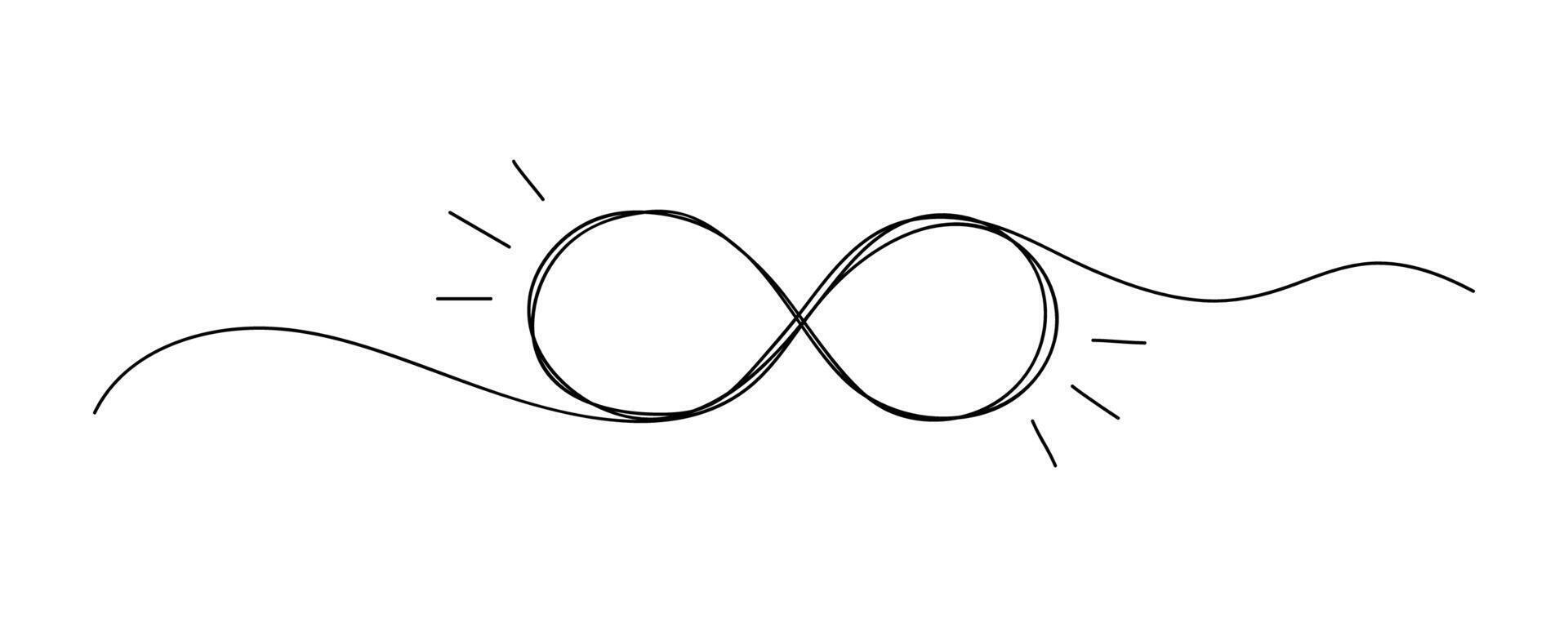 Continuous one line art infinity limitless isolated illustration vector