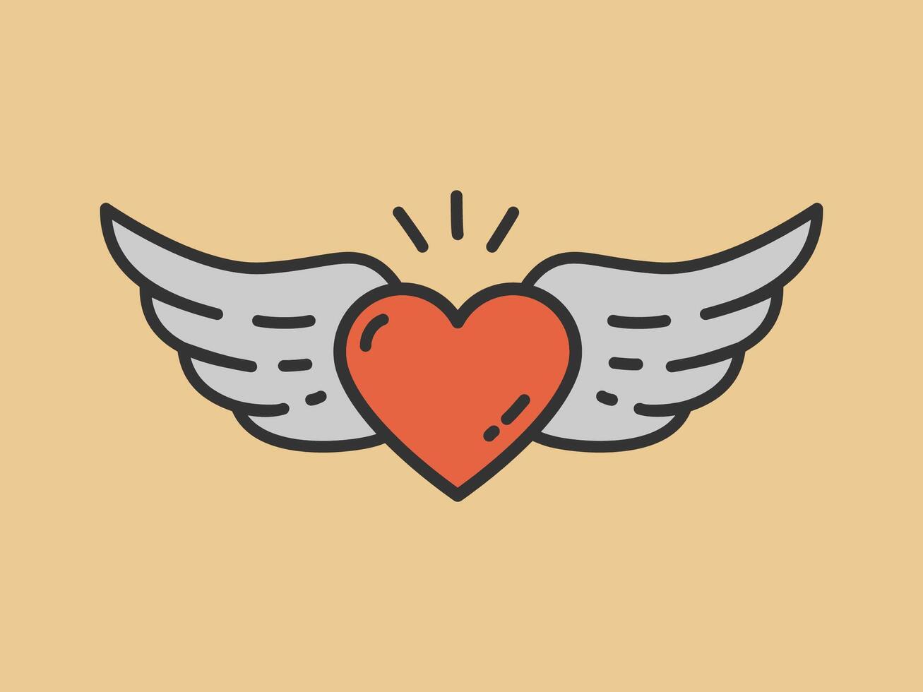 Red heart with wings symbol icon isolated illustration. vector