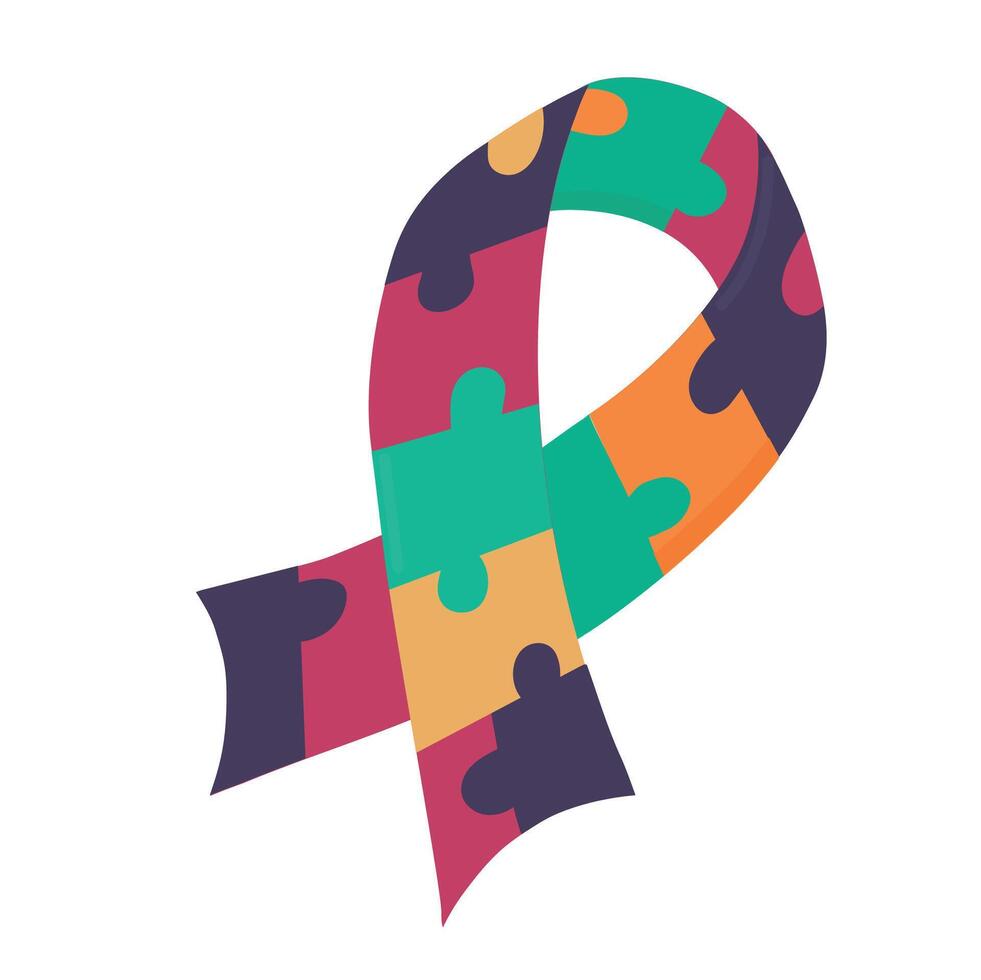 Autism awareness ribbon icon clipart avatar logtotype isolated illustration vector