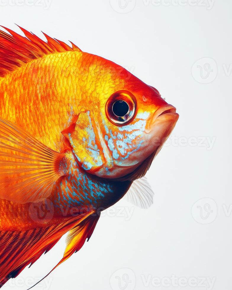 Mystic portrait of Discus Fish isolated with white background photo