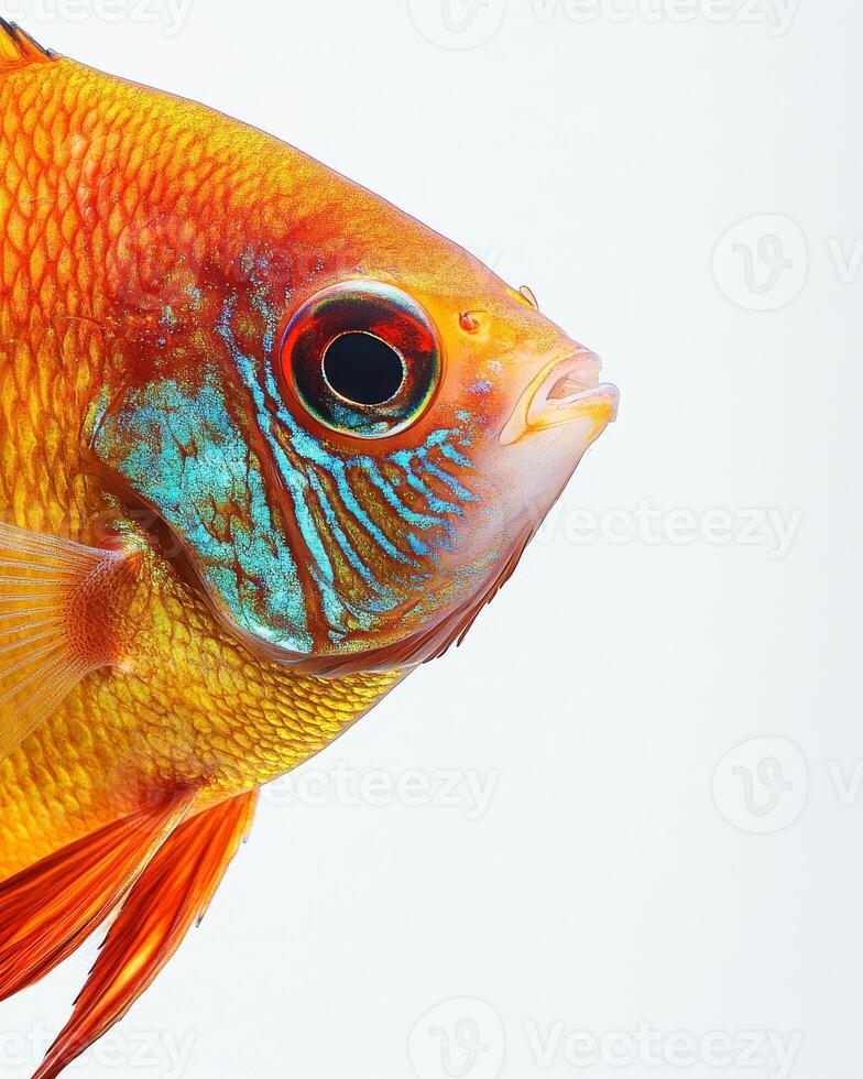 Mystic portrait of Discus Fish isolated with white background photo