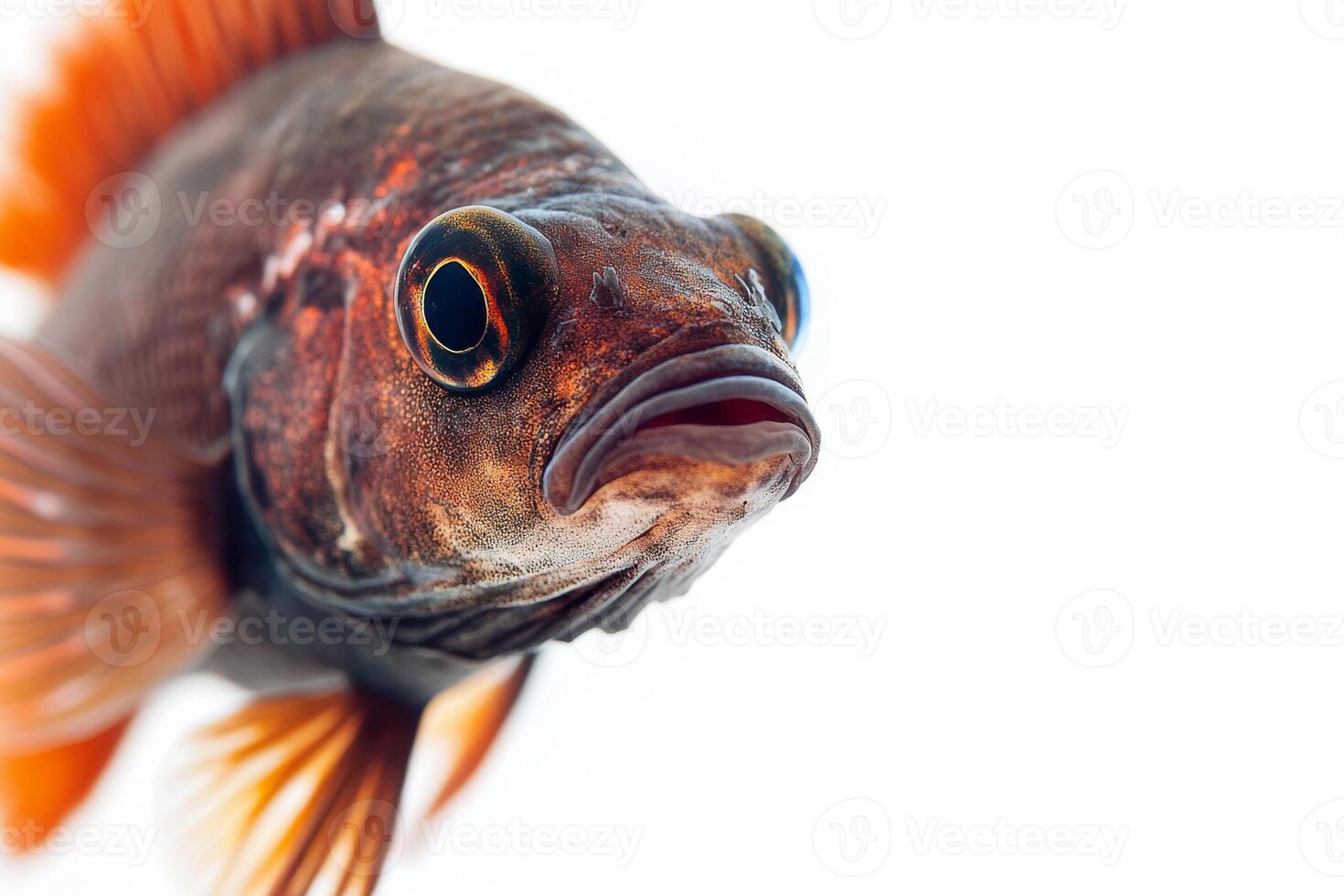 Mystus fish, copy space on right side,isolated on white background photo