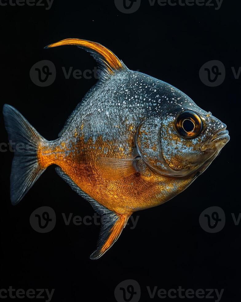 Mystic portrait of Freshwater Pomfret isolated with black background photo