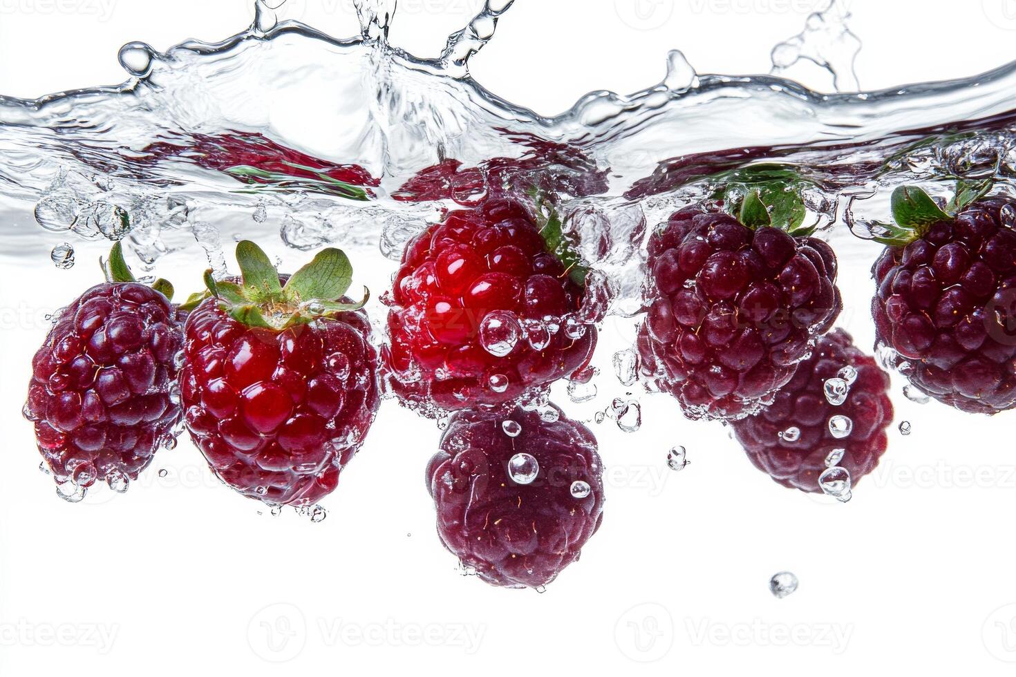 Raspberries in water photo