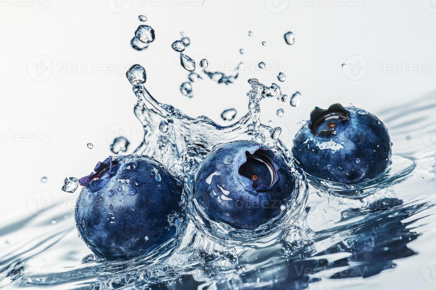 Blueberries splash in water photo