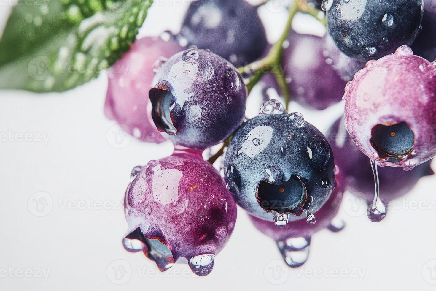 Blueberries with water droplets on them photo