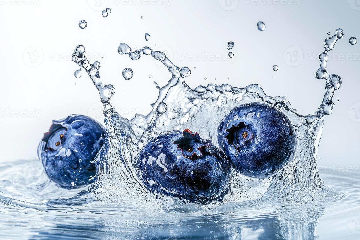 Blueberries splash in water photo
