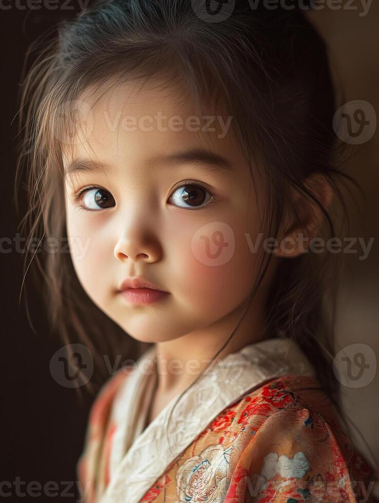A little girl in an oriental dress photo