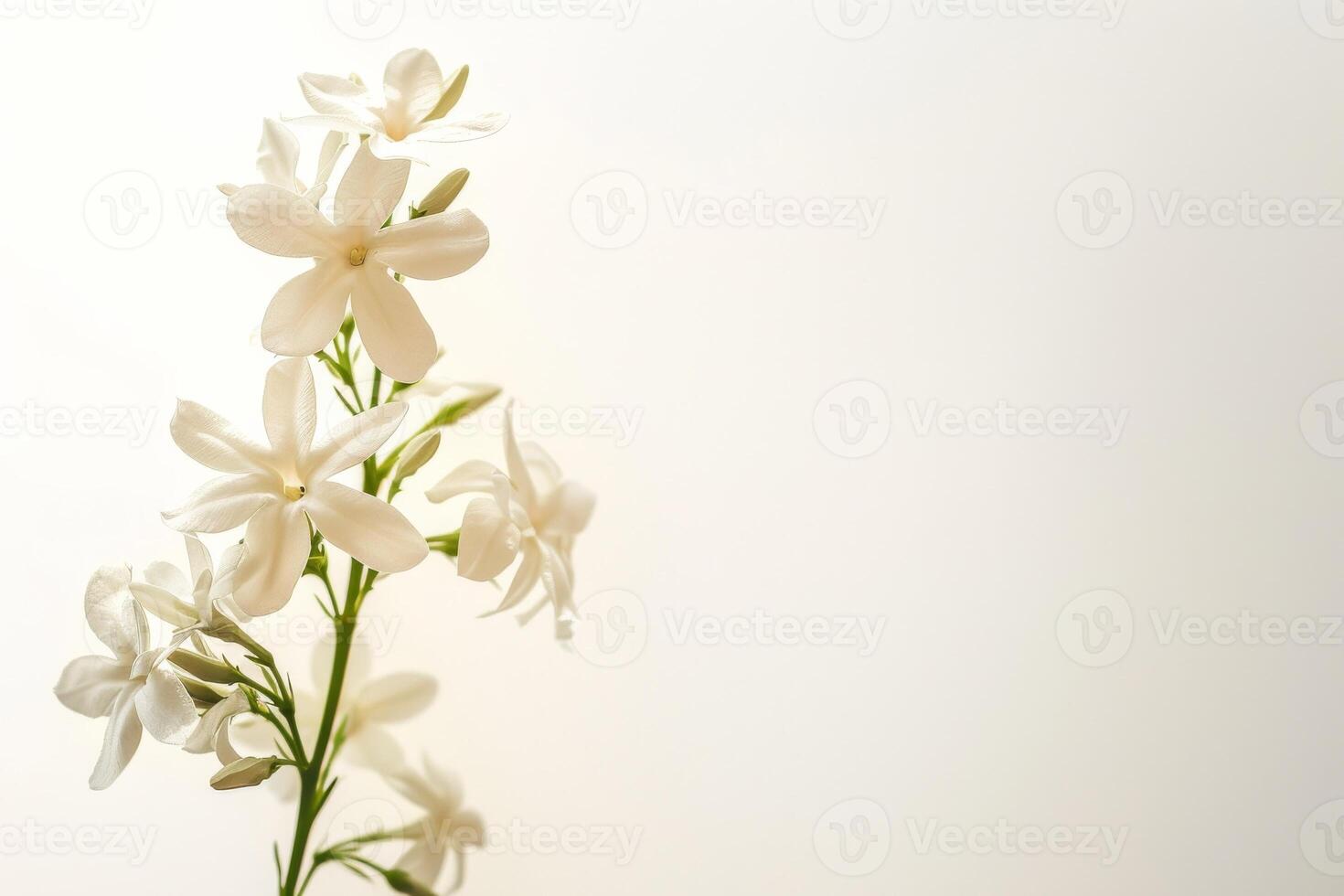 White jasmine flowers on a white background photo