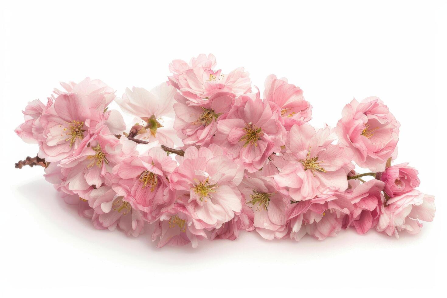 A bunch of pink flowers on a white background photo