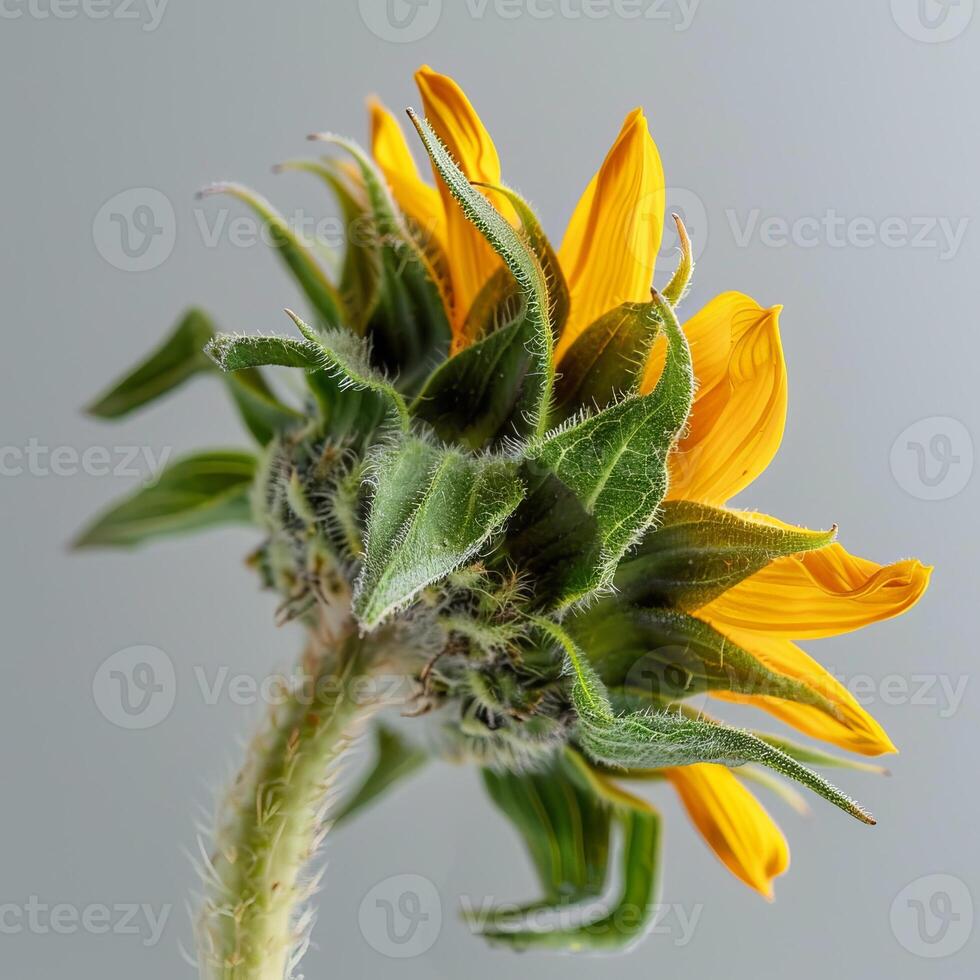 A sunflower with a yellow center is shown photo