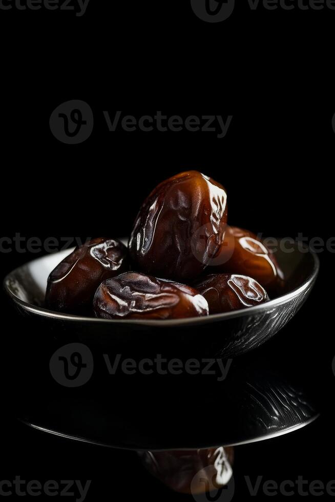 A bowl of dates on a black background photo