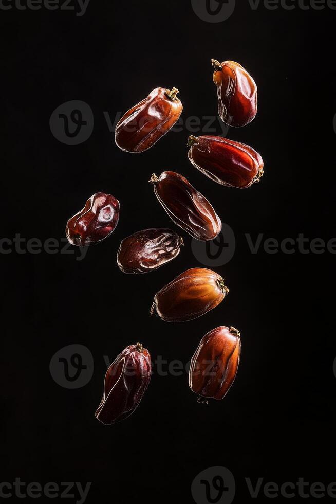 A group of dates on a black background photo