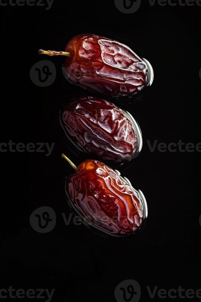 Three dates on a black background photo