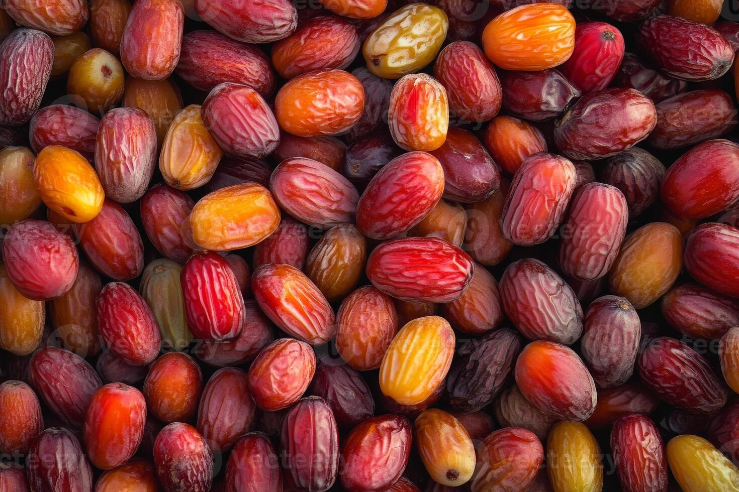 Date palm fruit, a variety of date palm fruit, a variety of date palm fruit, a photo