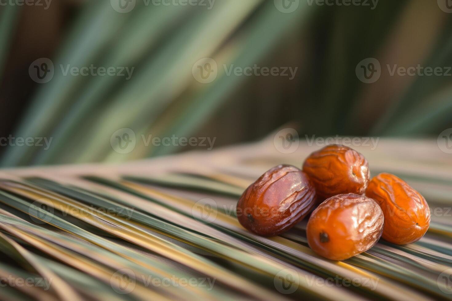 Date palm fruit on a palm leaf photo
